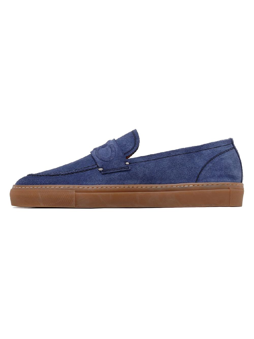 Silvano Sassetti Mocassini St. Tropez in camoscio blu Soddisfazione Garantita