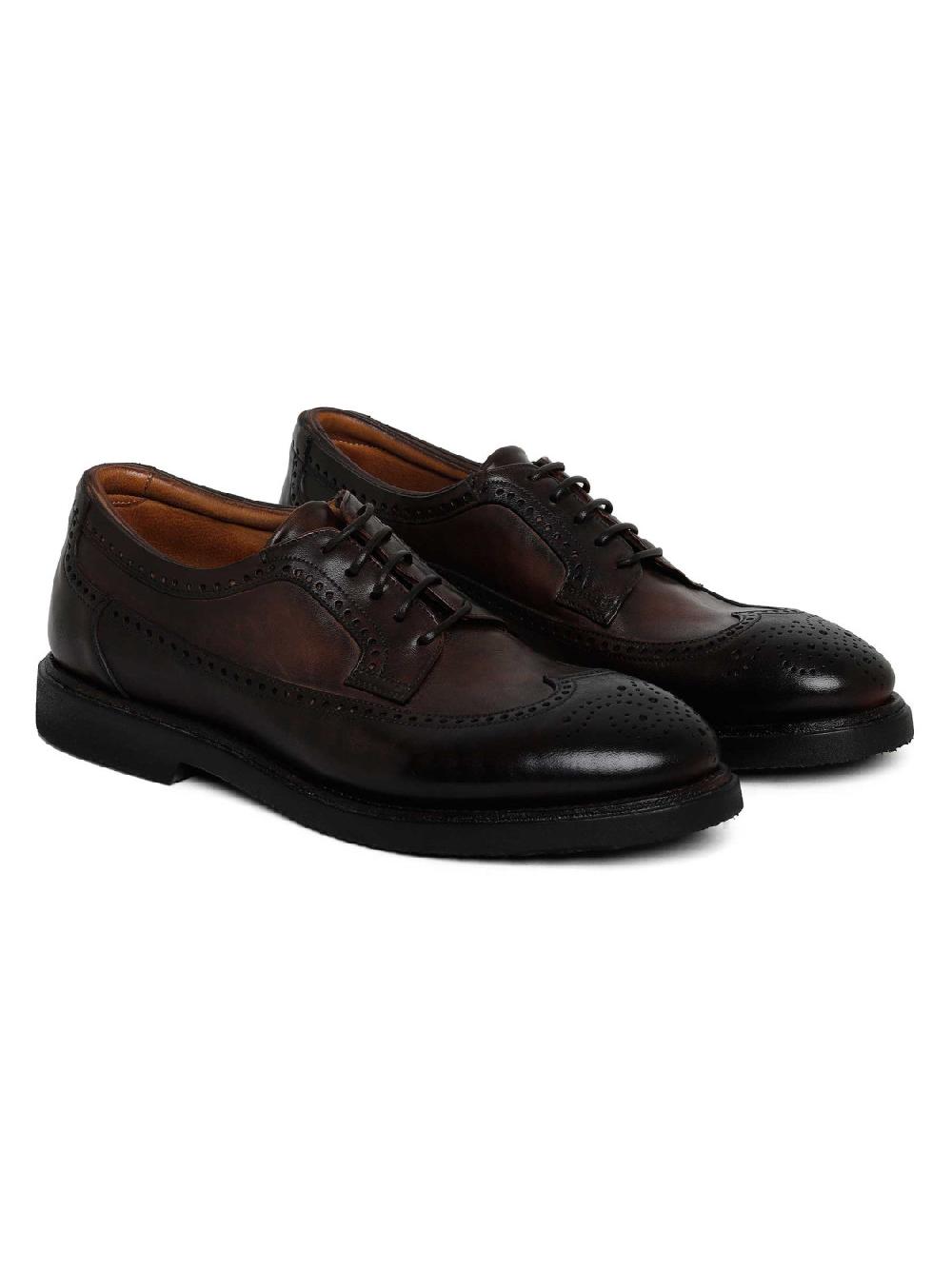 Silvano Sassetti Scarpe Derby in pelle marrone scuro Offerte