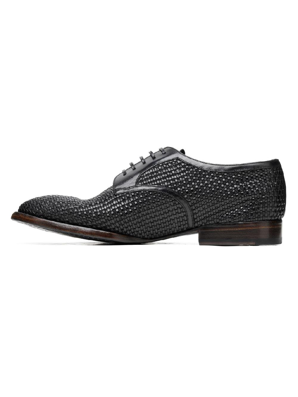 Silvano Sassetti Scarpe Derby in pelle nera intrecciata Vendite Flash