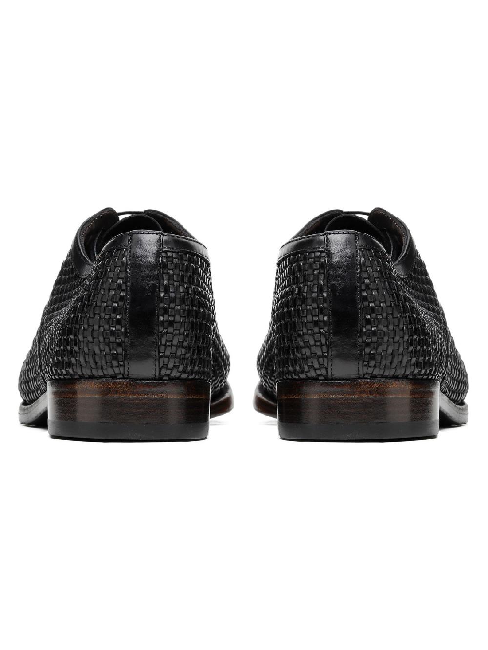 Silvano Sassetti Scarpe Derby in pelle nera intrecciata Vendite Flash