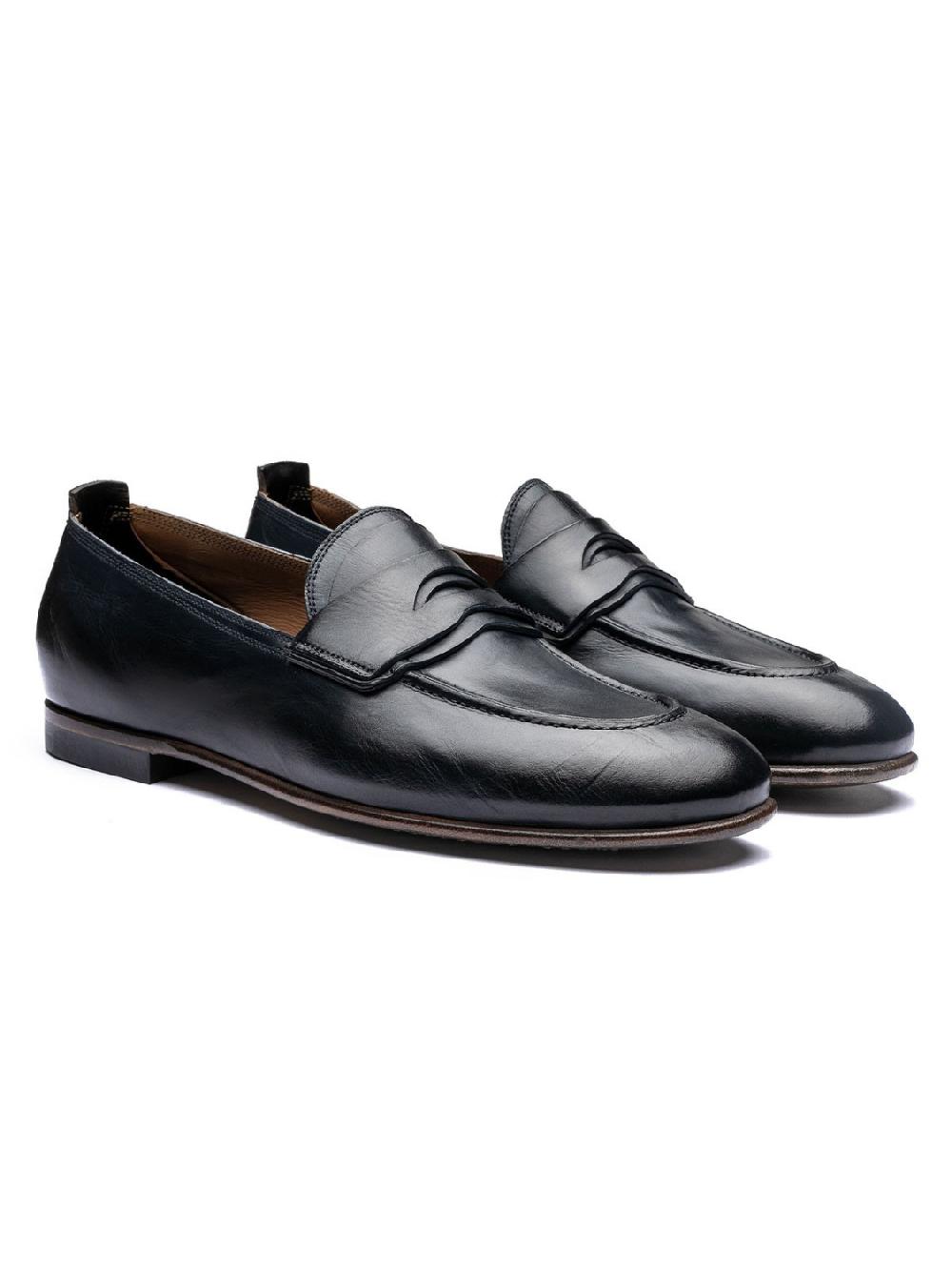 Silvano Sassetti Mocassini in pelle blu In Saldo