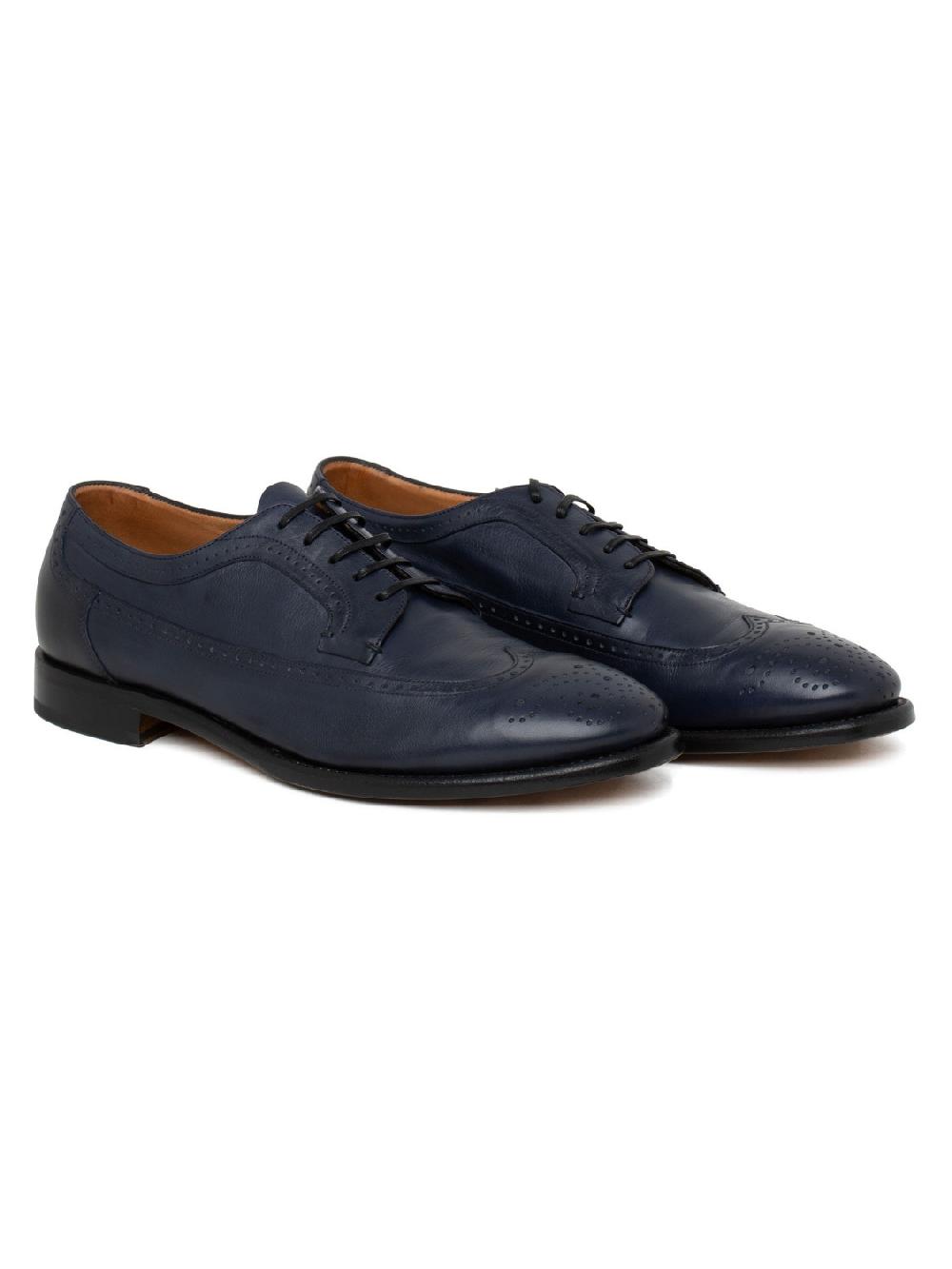 Silvano Sassetti Scarpe Derby in pelle blu Sottocosto