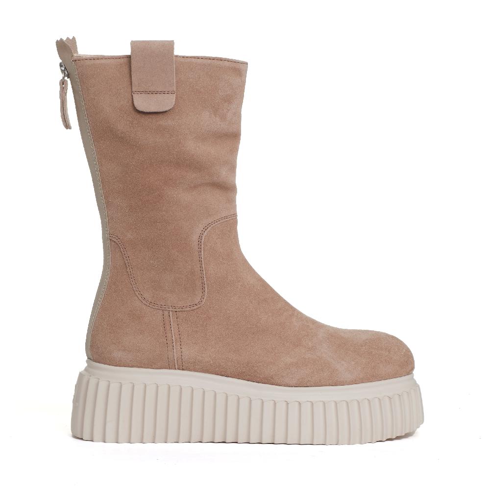 Sorelle Perego stivaletto fondo bianco in camoscio beige Spedizione Gratuita