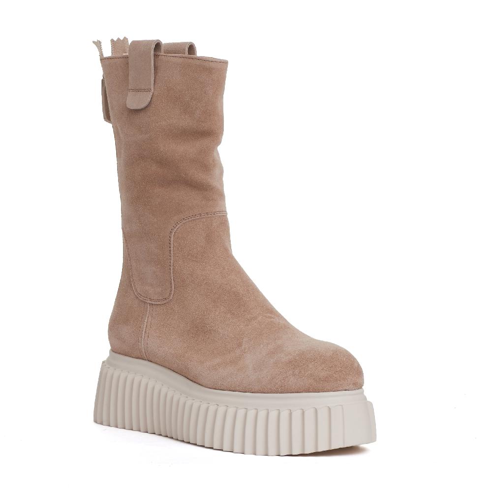 Sorelle Perego stivaletto fondo bianco in camoscio beige Spedizione Gratuita