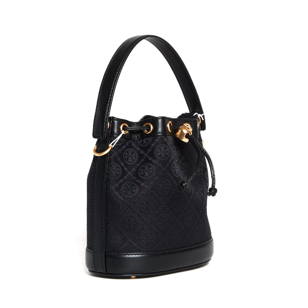 Sorelle Perego bucket bag tessuto logato e pelle nera Moda