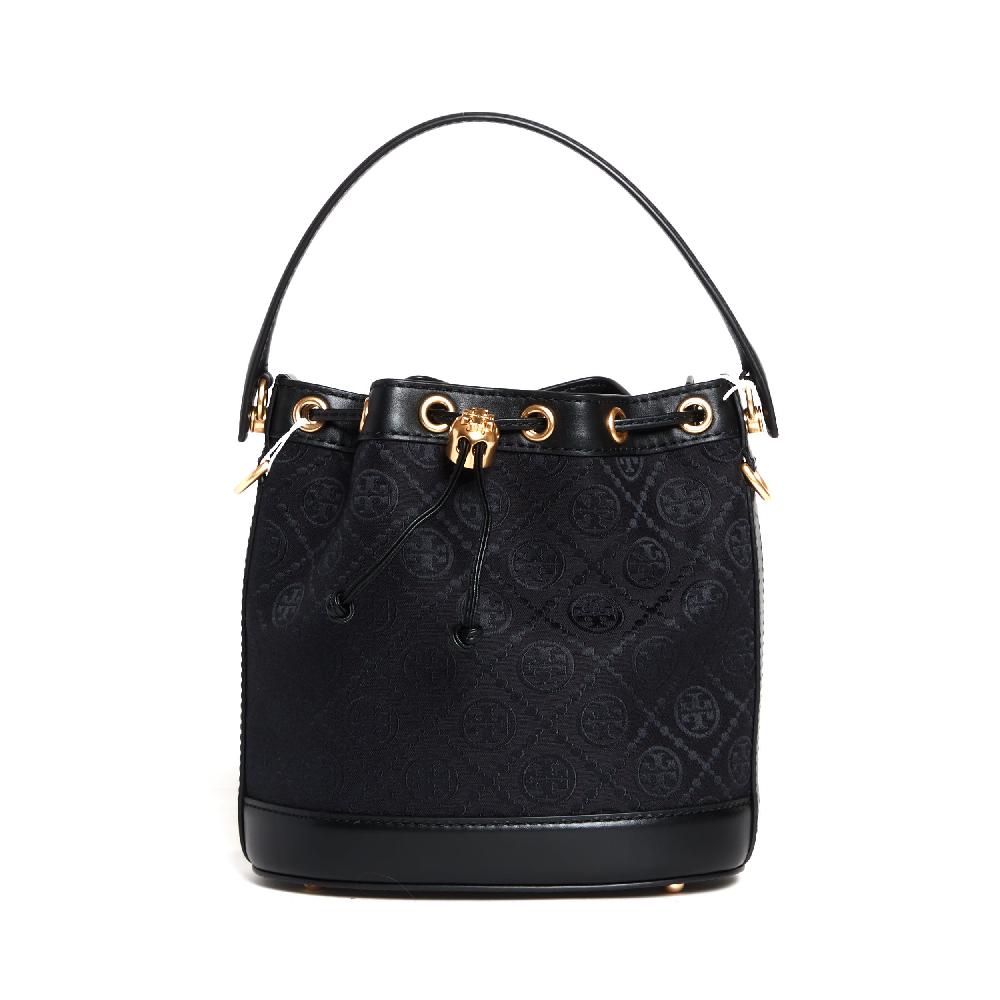 Sorelle Perego bucket bag tessuto logato e pelle nera Moda