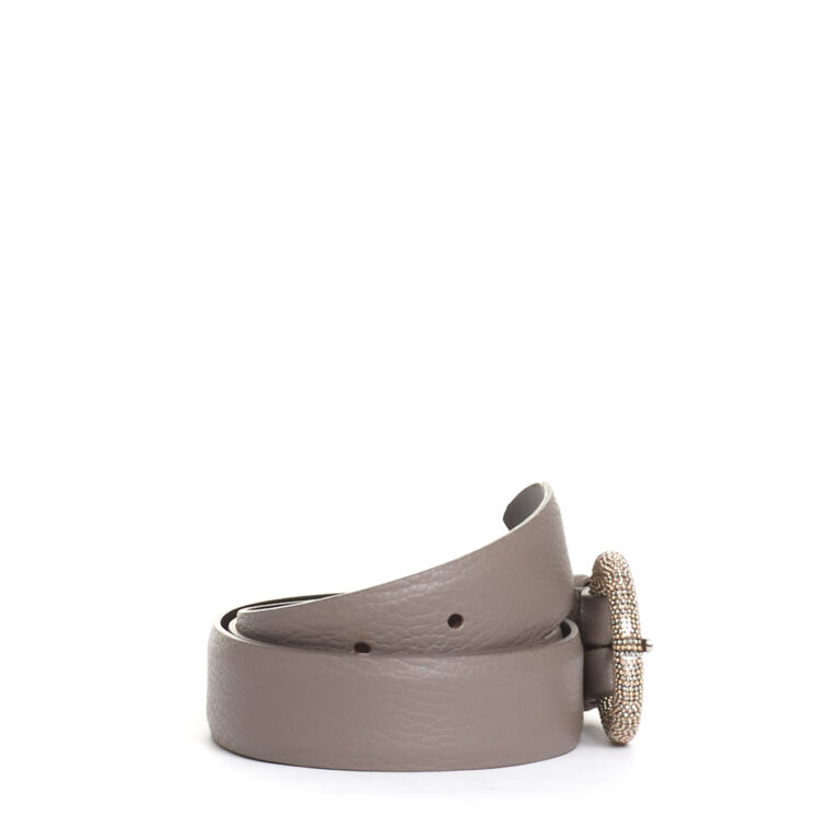 Sorelle Perego cintura taupe fibbia argento rotonda Vendita