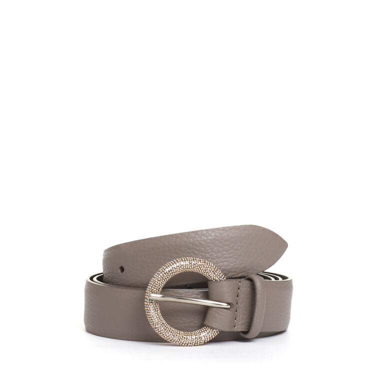 Sorelle Perego cintura taupe fibbia argento rotonda Vendita