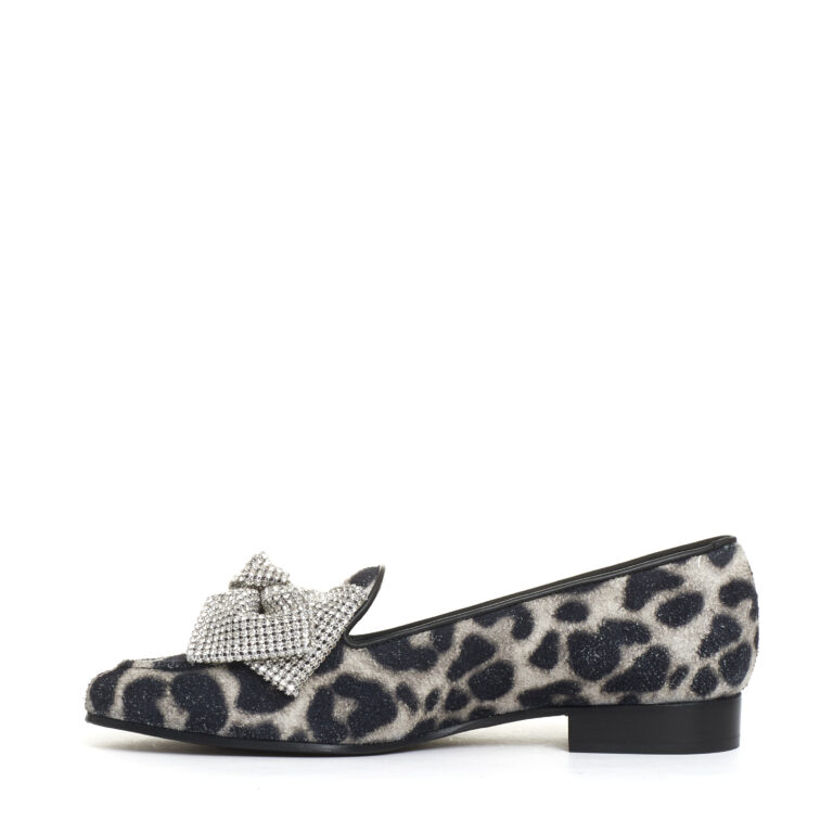 Sorelle Perego mocassino fiocco strass e stampa leopardo Pezzi Unici