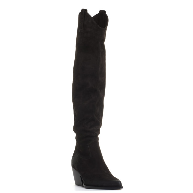 Sorelle Perego stivale texano in camosco testa di moro Vendita Calda