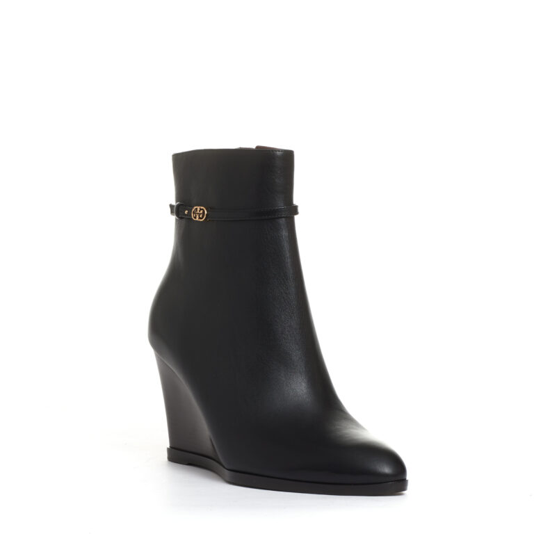 Sorelle Perego stivaletto zeppa 90 mm pelle nera In Linea