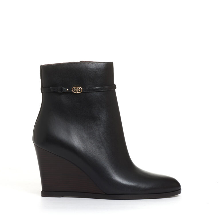 Sorelle Perego stivaletto zeppa 90 mm pelle nera In Linea