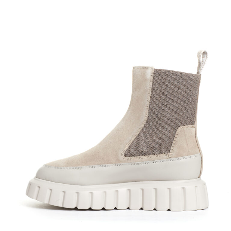 Sorelle Perego chelsea boot pelle beige e camoscio Pezzi Unici