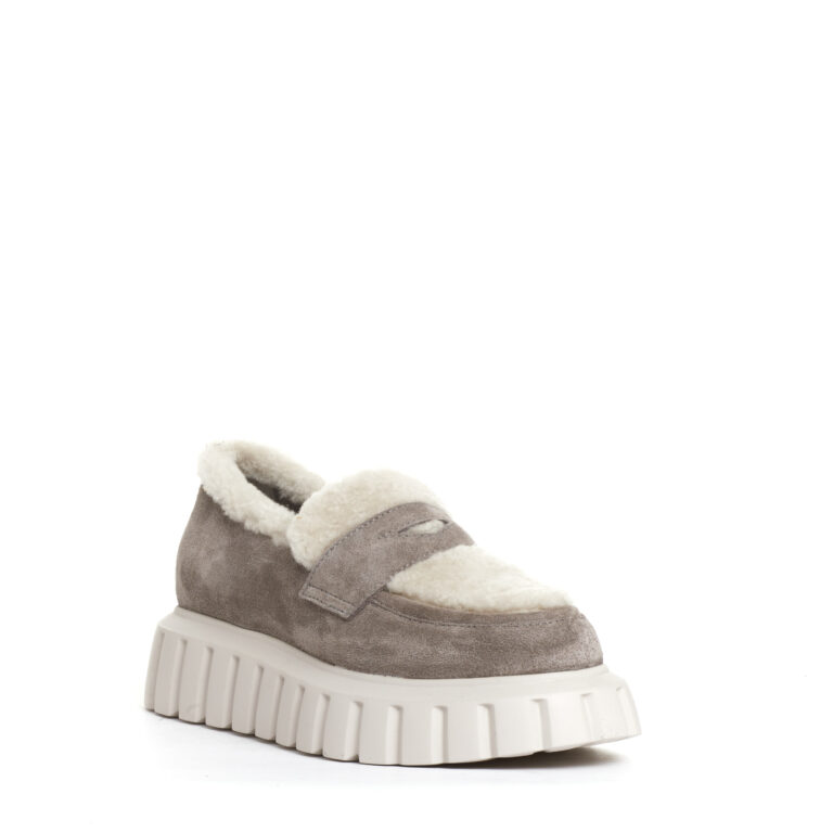 Sorelle Perego mocassino camoscio taupe e ecomontone Qualità Garantita
