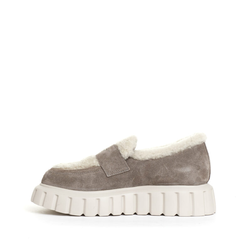 Sorelle Perego mocassino camoscio taupe e ecomontone Qualità Garantita