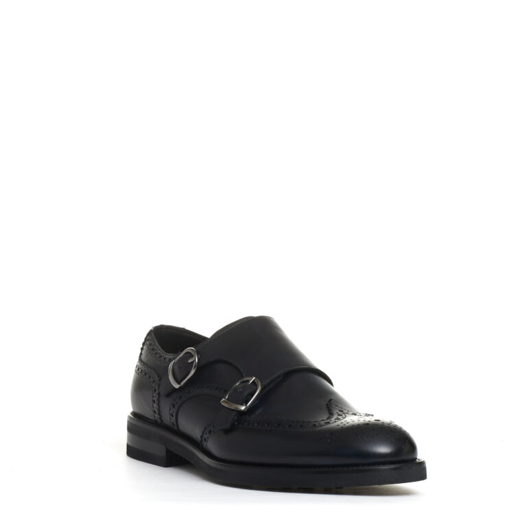 Sorelle Perego derby doppia fibbia pelle blu Outlet