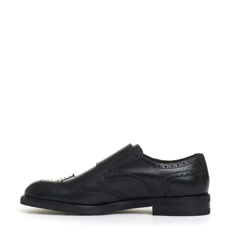 Sorelle Perego derby doppia fibbia pelle blu Outlet