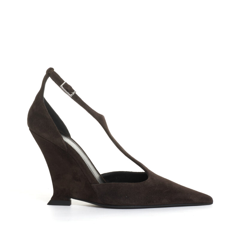 Sorelle Perego decoltè zeppa camoscio marrone tacco 100 mm Shopping Online