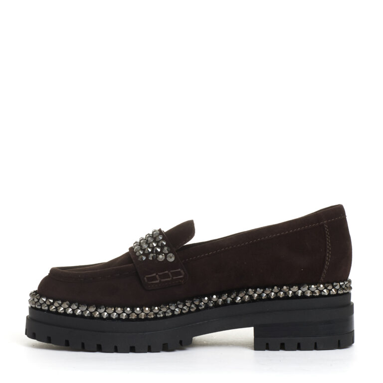 Sorelle Perego mocassino camoscio ebano con strass Economico