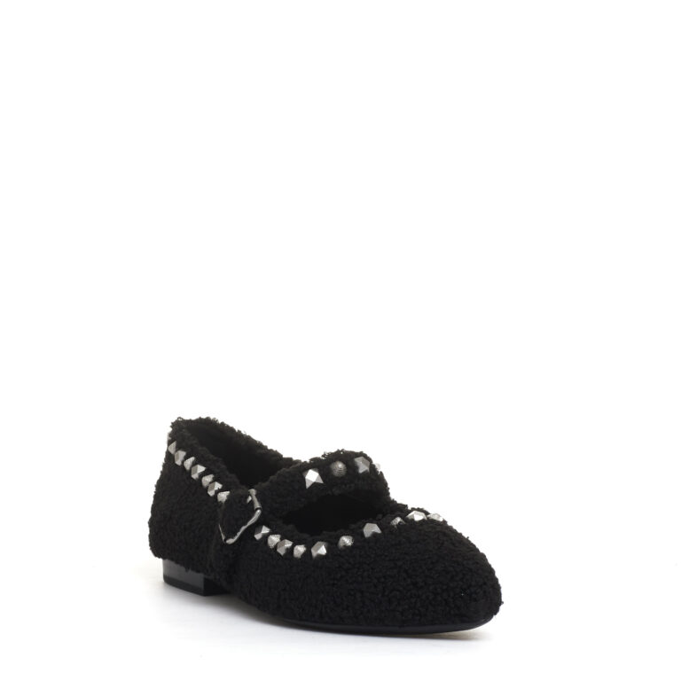 Sorelle Perego ballerina ecofur nero con cinturino e borchie Acquista Ora