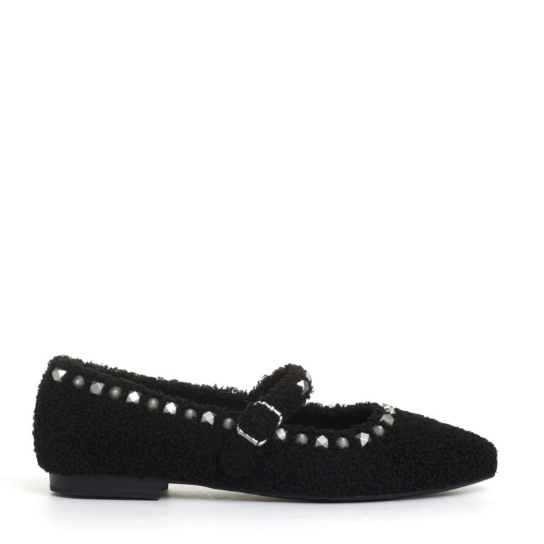 Sorelle Perego ballerina ecofur nero con cinturino e borchie Acquista Ora