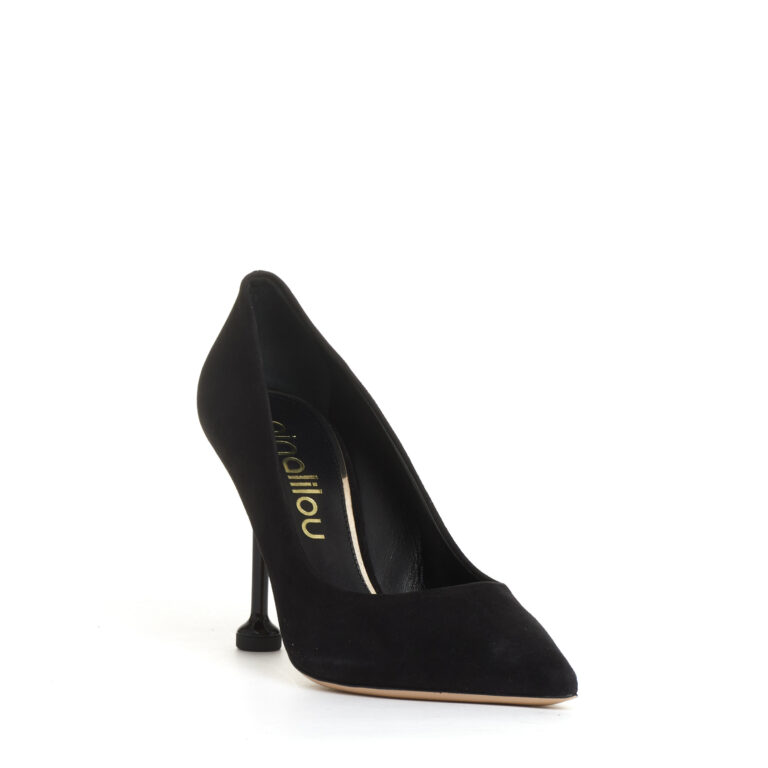 Sorelle Perego pump camoscio nero tacco metallo 100 mm Sottocosto