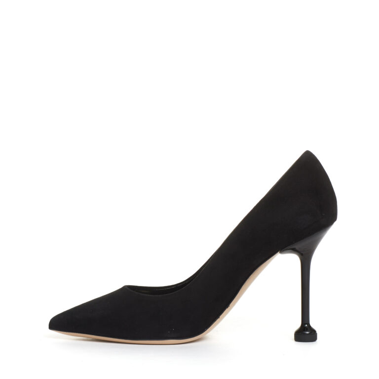 Sorelle Perego pump camoscio nero tacco metallo 100 mm Sottocosto
