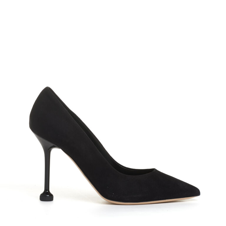 Sorelle Perego pump camoscio nero tacco metallo 100 mm Sottocosto