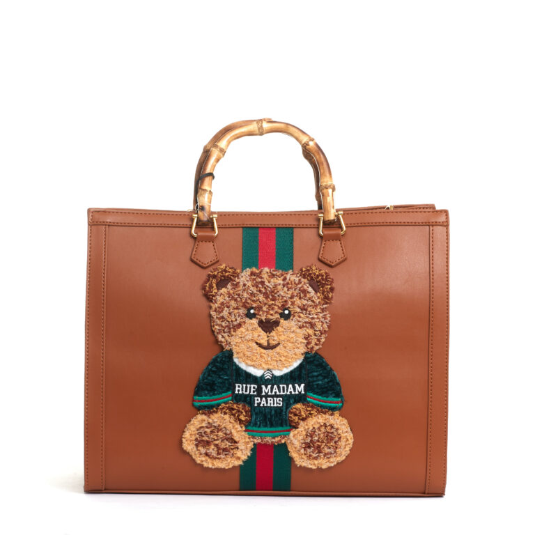 Sorelle Perego tote bag cuoio grande con Teddy e tracolla Presa