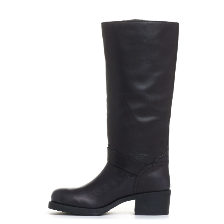 Sorelle Perego stivale biker tacco 40 mm fibbie nero Outlet