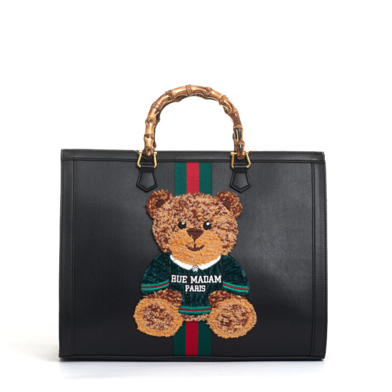 Sorelle Perego tote bag nera grande con Teddy e tracolla Negozio