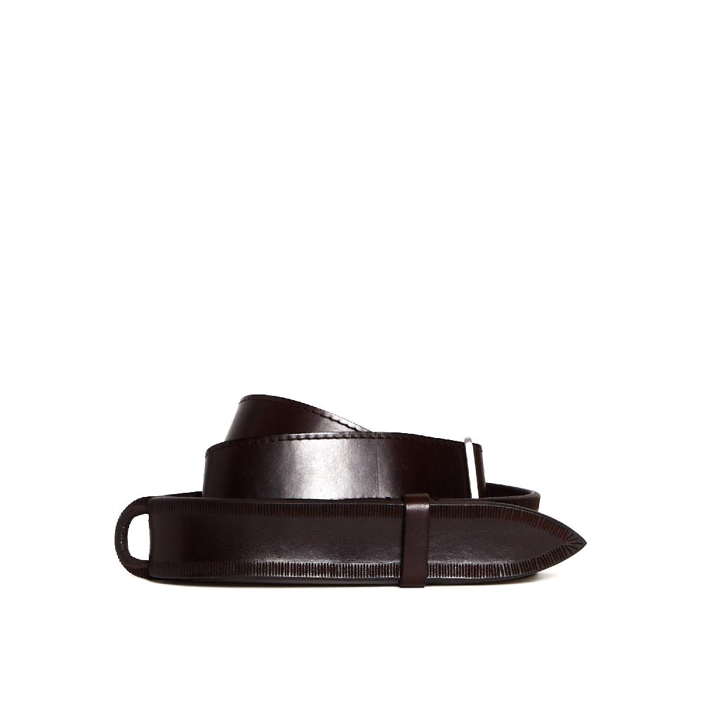 Sorelle Perego cintura nobuckle pelle bull marrone lavorata Nuovo