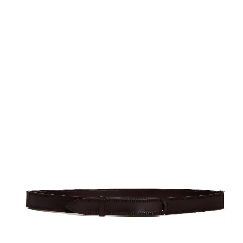 Sorelle Perego cintura nobuckle pelle bull marrone lavorata Nuovo