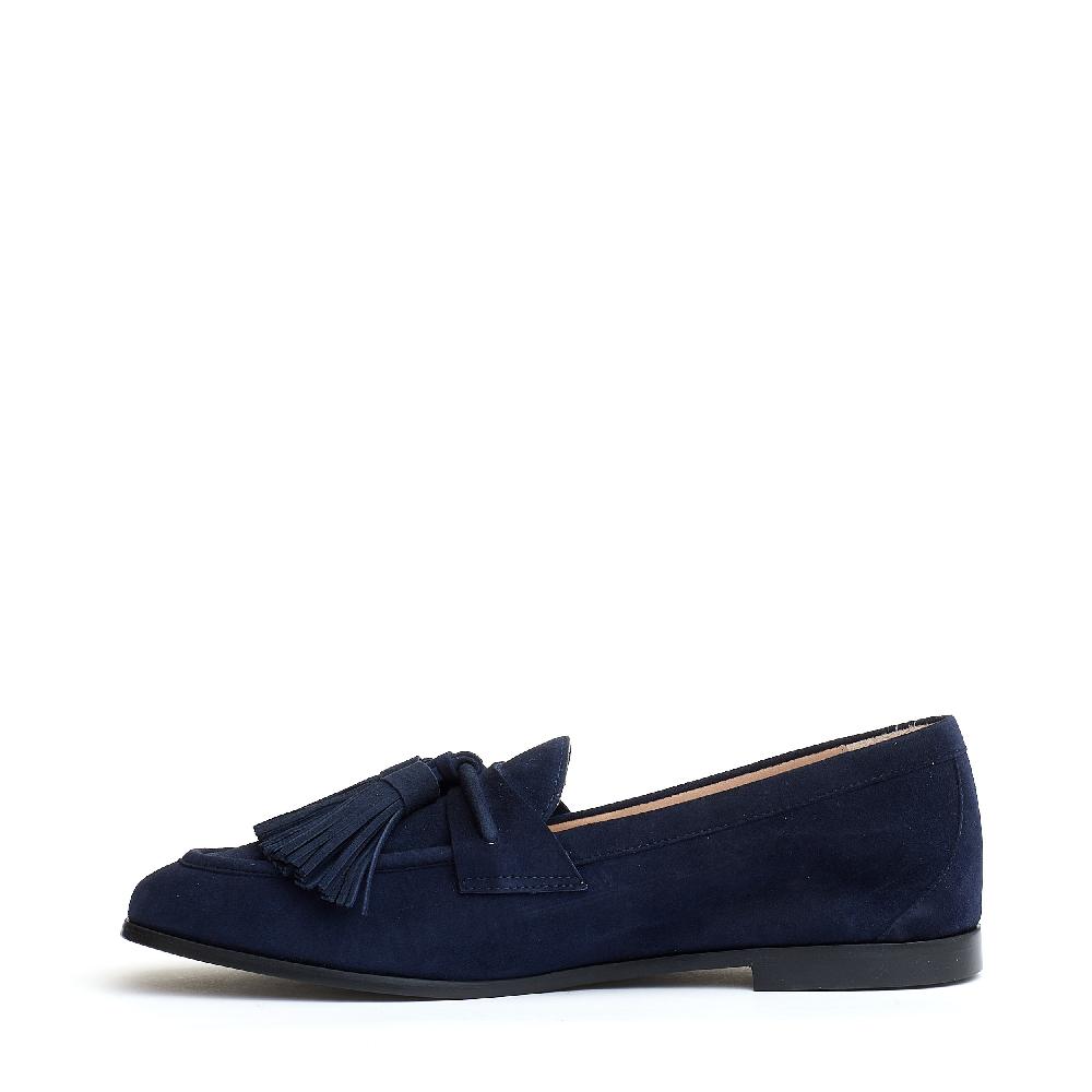 Sorelle Perego mocassino camoscio blu con fiocchetto Sconto