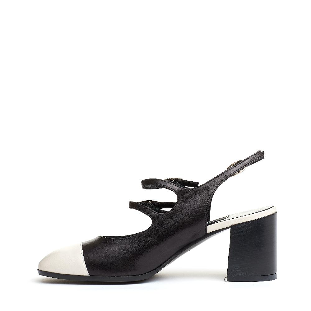 Sorelle Perego slingback cinturini nero e panna tacco 80 mm Negozio