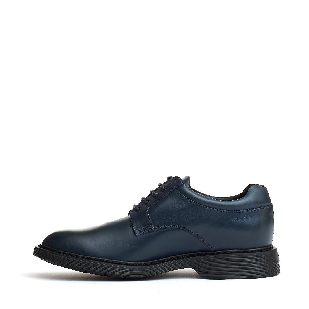 Sorelle Perego stringata pelle blu fondo millerighe Negozio
