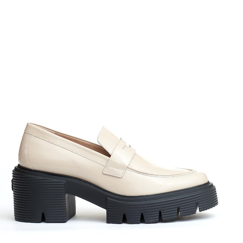 Sorelle Perego mocassino pelle beige fondo in gomma Vendita Economica