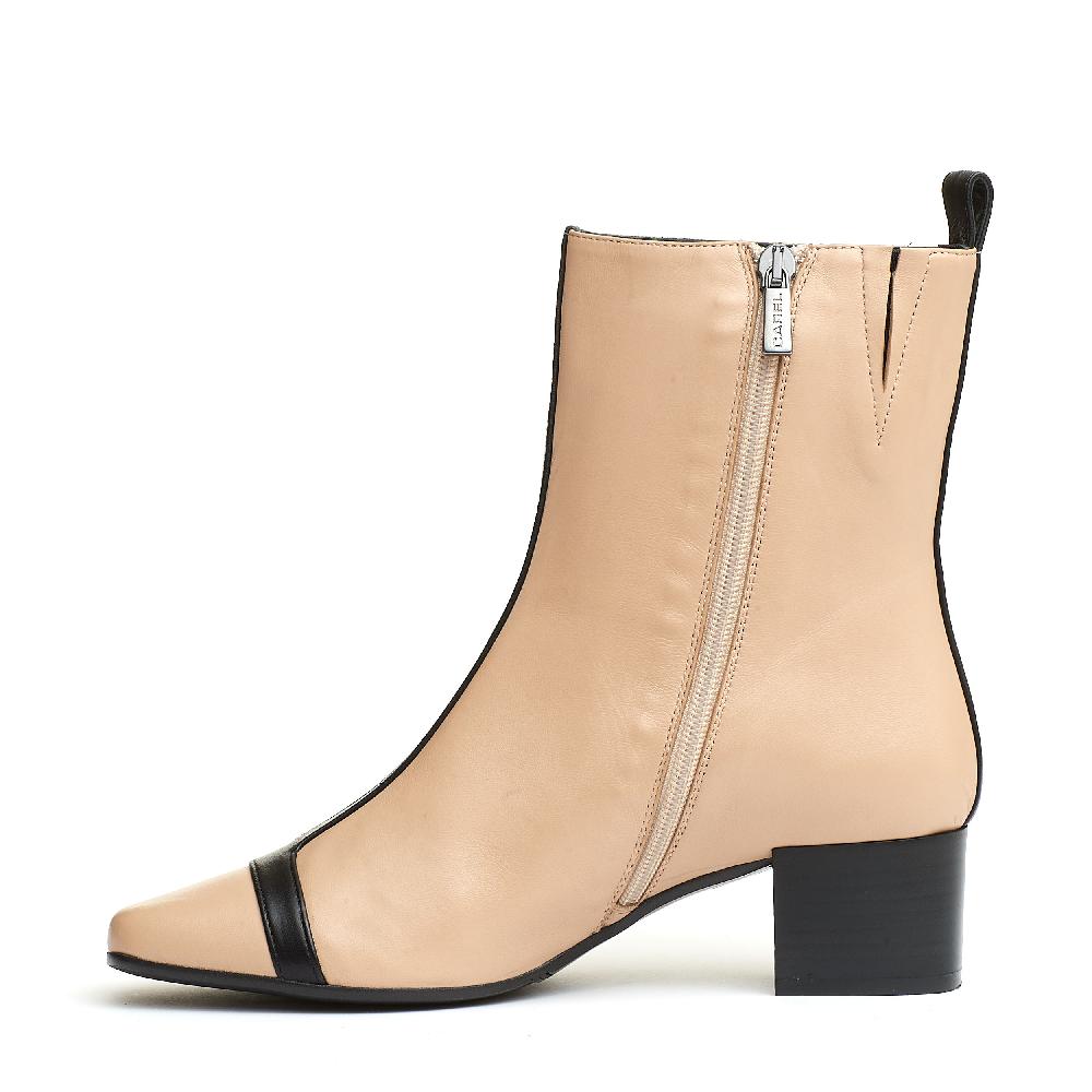 Sorelle Perego stivaletto pelle beige e nero tacco 40 mm 50% di sconto per tempo limitato