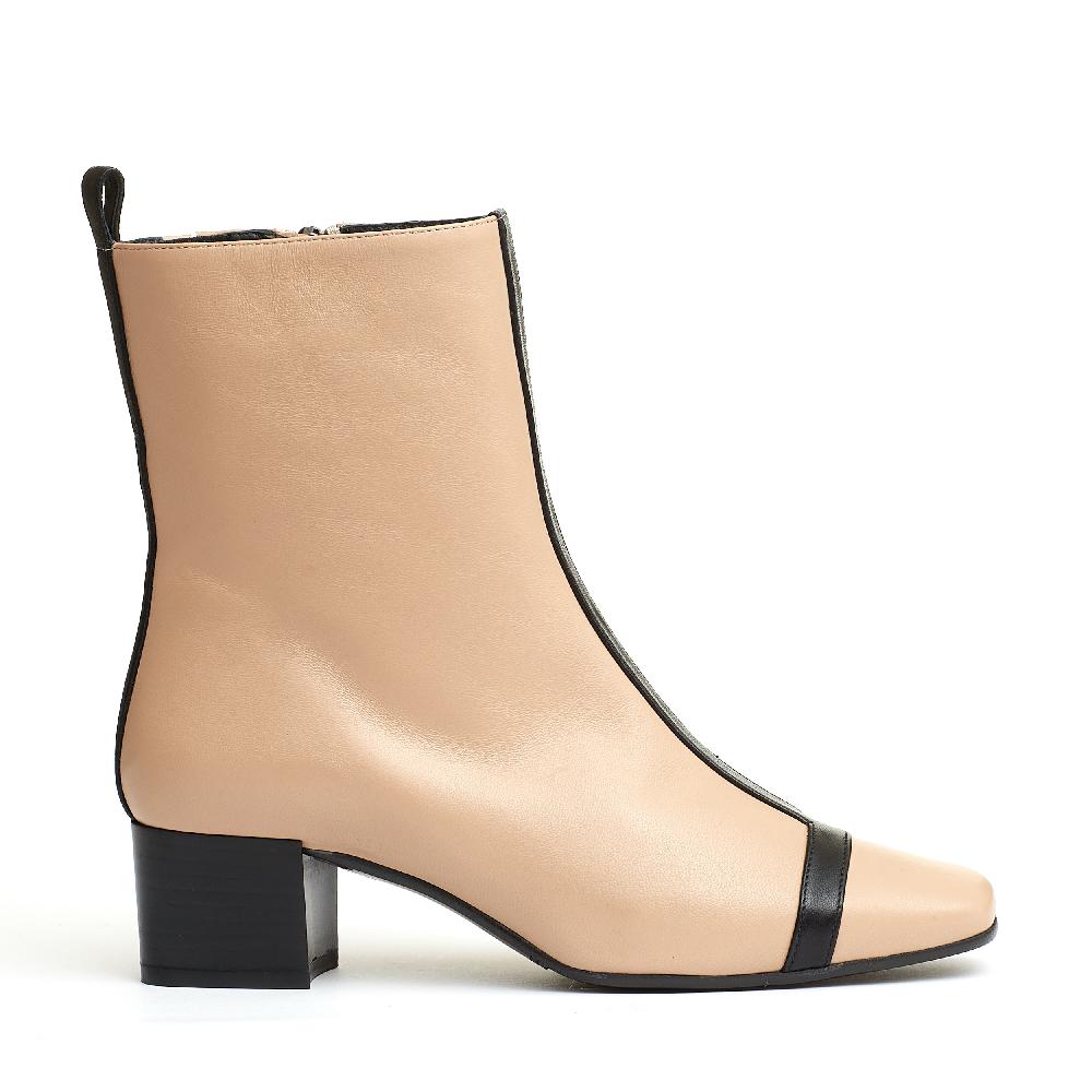 Sorelle Perego stivaletto pelle beige e nero tacco 40 mm 50% di sconto per tempo limitato