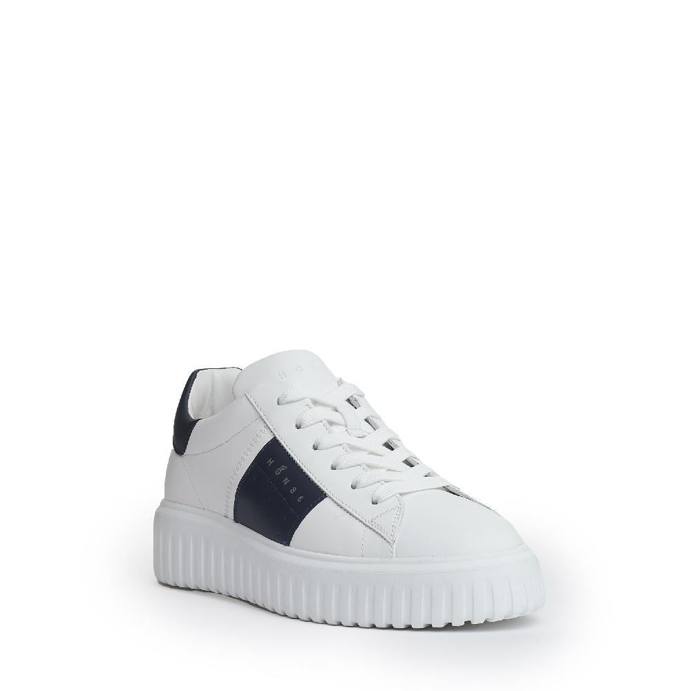 Sorelle Perego h stripe pelle bianco slash blu Negozio