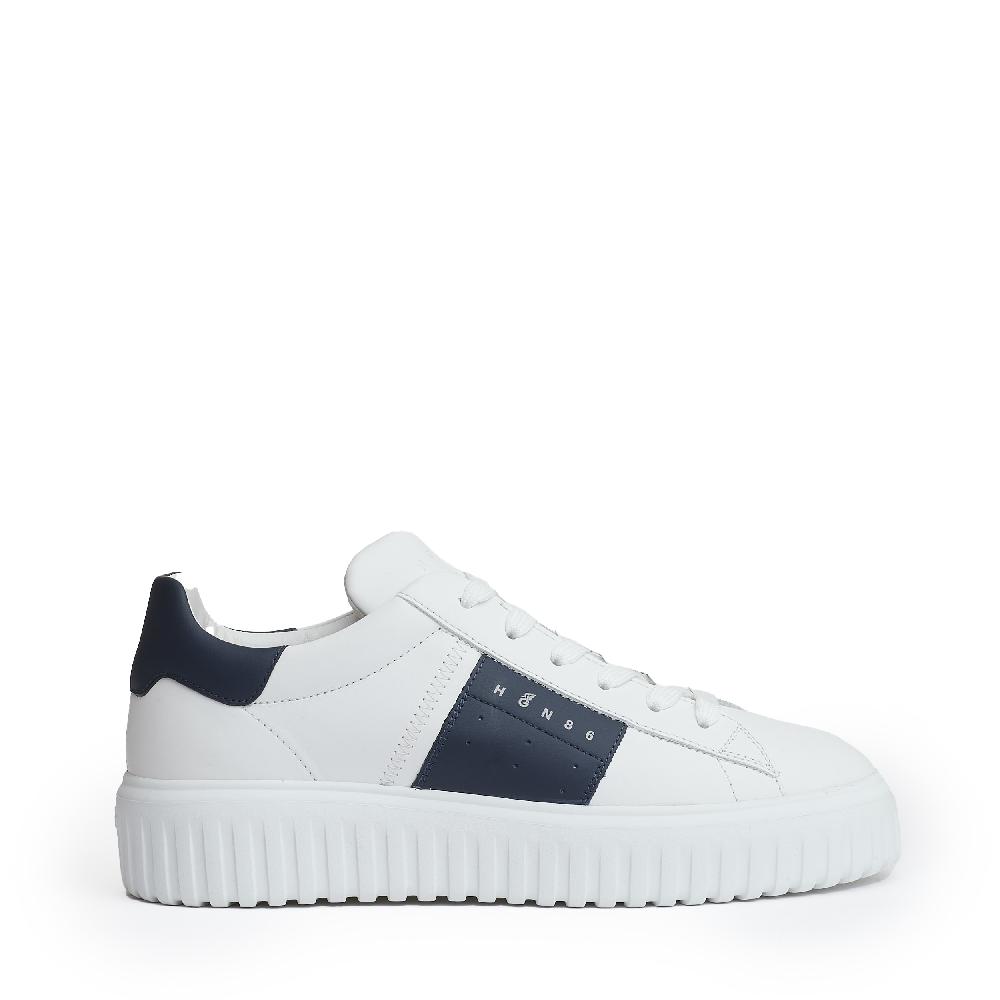 Sorelle Perego h stripe pelle bianco slash blu Negozio