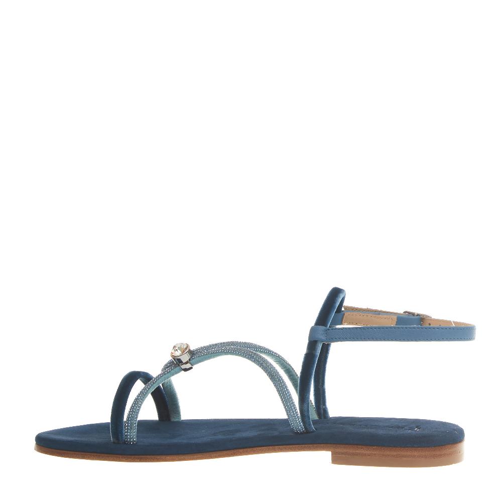 Sorelle Perego sandalo in velluto blu con microcristalli Vendita
