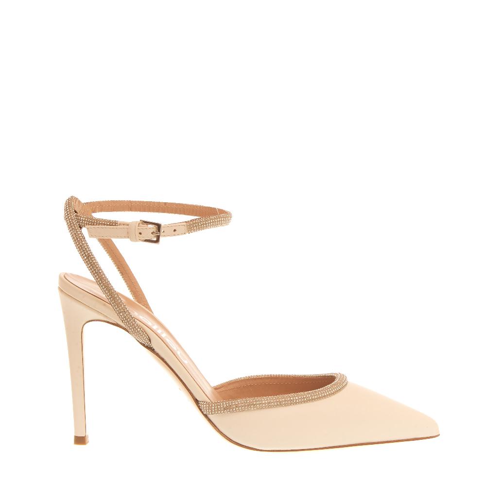 Sorelle Perego slingback nappa avorio strass tacco 90 mm Acquista Ora
