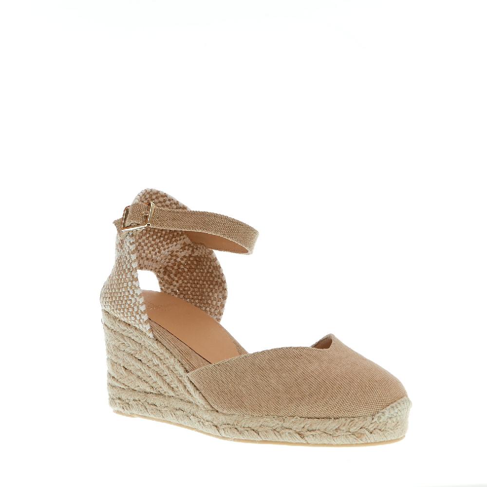 Sorelle Perego Espadrillas zeppa 70 mm tessuto beige Sottocosto