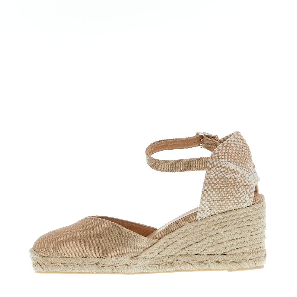 Sorelle Perego Espadrillas zeppa 70 mm tessuto beige Sottocosto