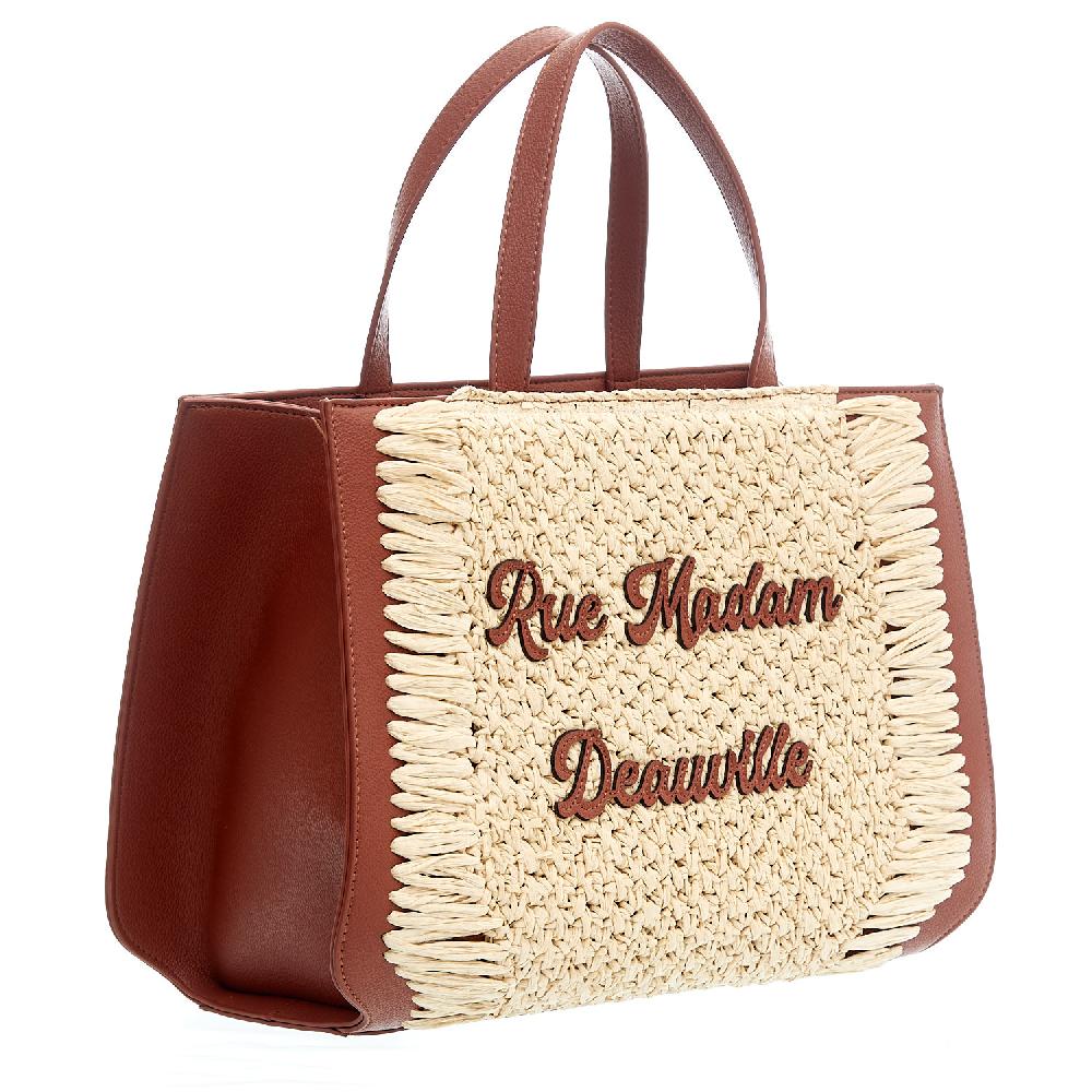 Sorelle Perego Nassau XL pelle cuoio e raffia In Vendita