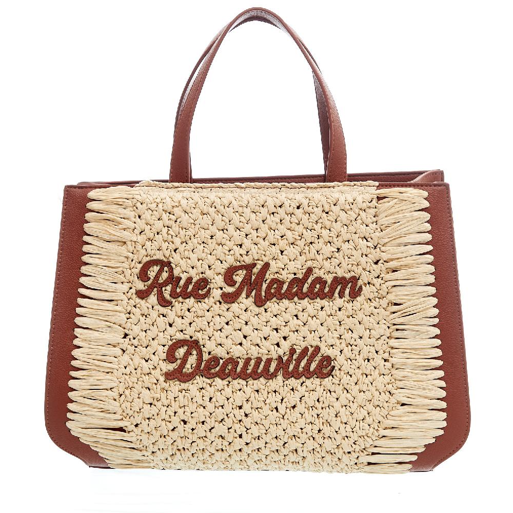 Sorelle Perego Nassau XL pelle cuoio e raffia In Vendita