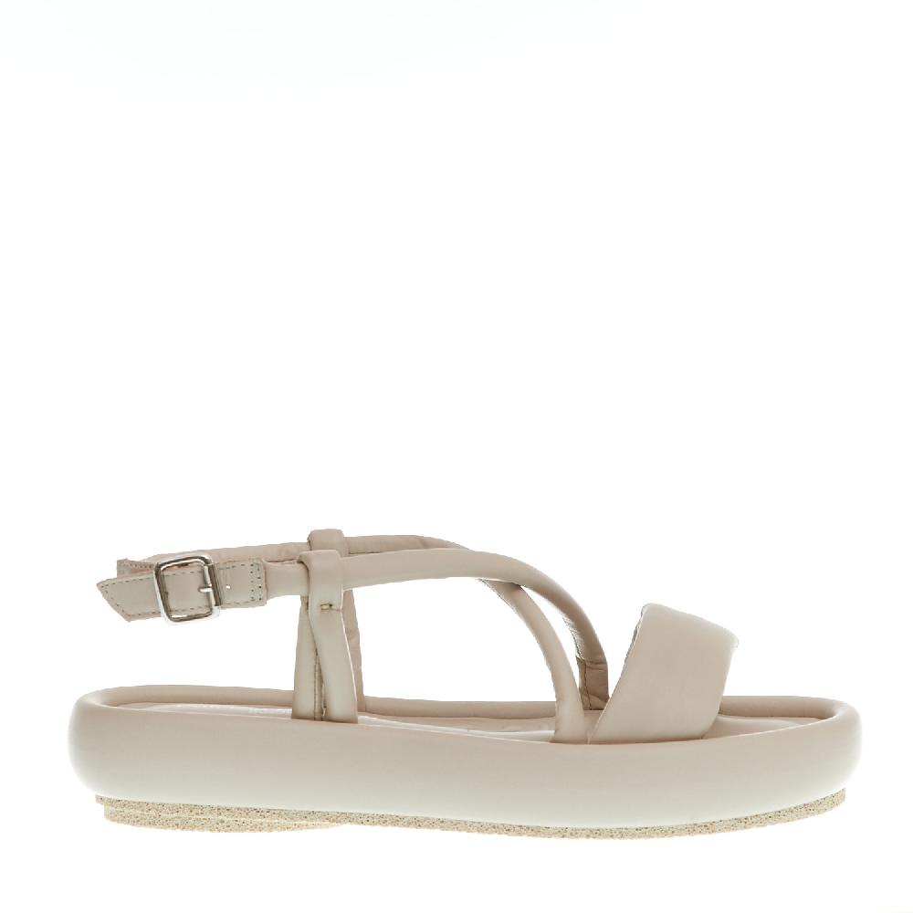 Sorelle Perego sandalo zeppa bassa pelle beige Vendita Calda