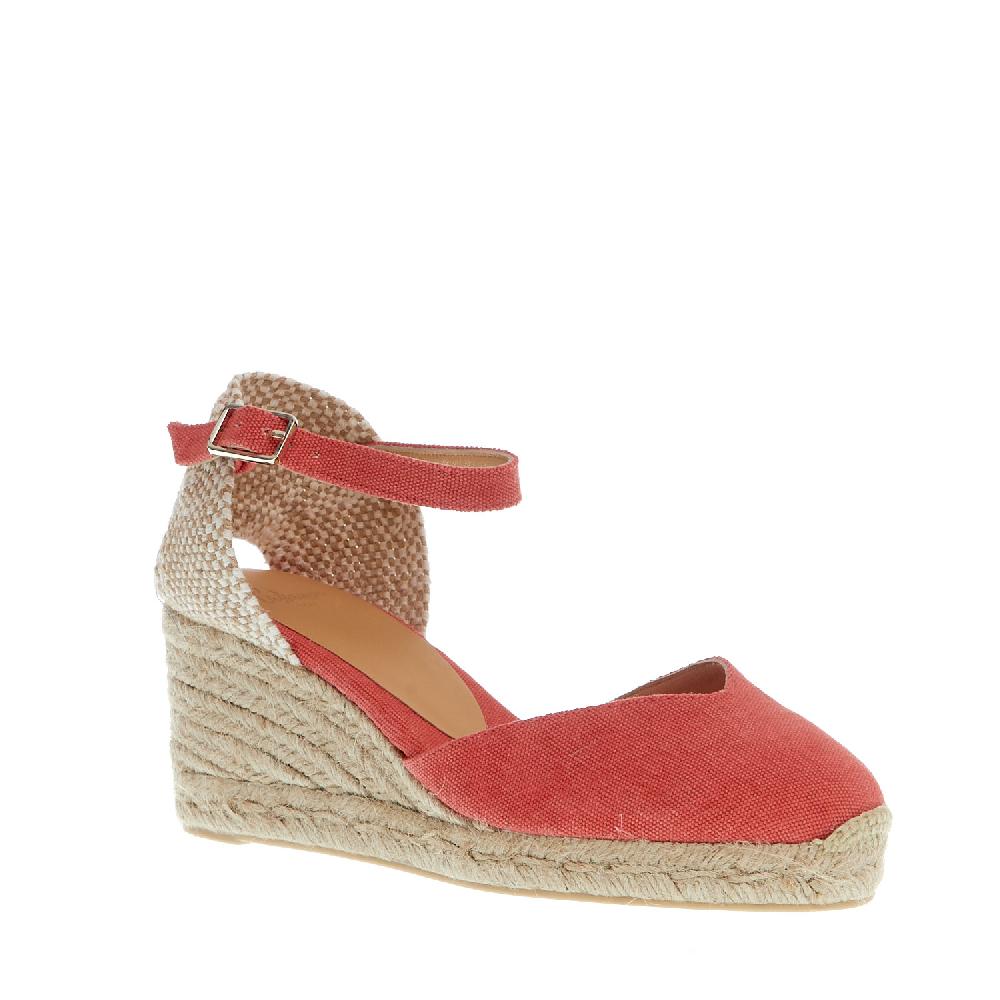 Sorelle Perego Espadrillas zeppa 70 mm tessuto fragola Italia