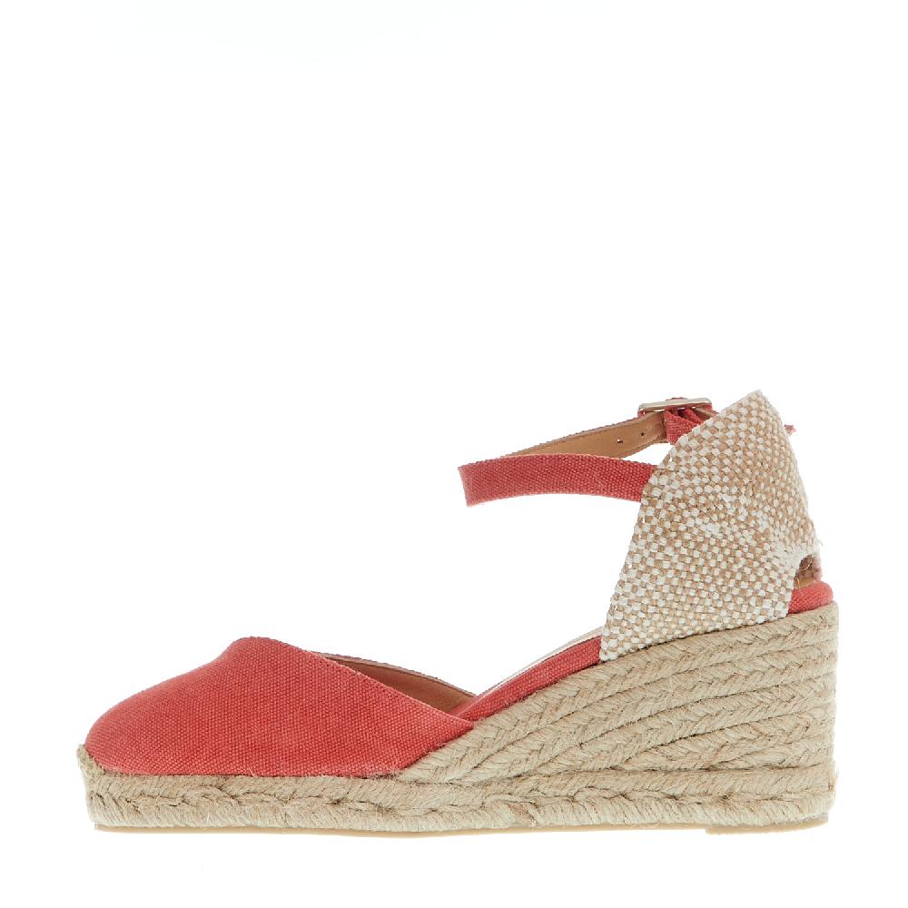 Sorelle Perego Espadrillas zeppa 70 mm tessuto fragola Italia
